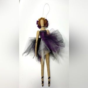 Tilda Doll Rag Ballerina Handmade White Purple Stuffed  Ballet Dancer Room Décor